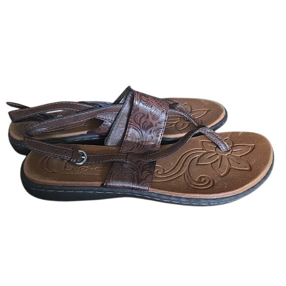B.O.C Born Concept Women's Size 7 Brown Floral Embossed Thong Sandals - Picture 5 of 7